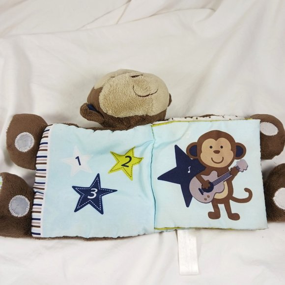 Carter's Baby Soft Book Brown Monkey Plush Stuffed Animal Rattle Crinkle Pages - Picture 5 of 8